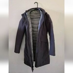 The North Face Womens Small Suzane Triclimate Down Trench Coat Black Grey
